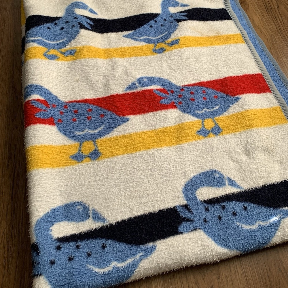 Vintage 80s Crown Crafts Goose Blanket Reversible Kitsch Grandma Cottagecore